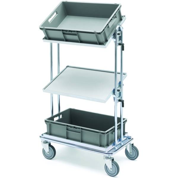 Montierwagen 3 Etagen 740x43x1165mm silber
