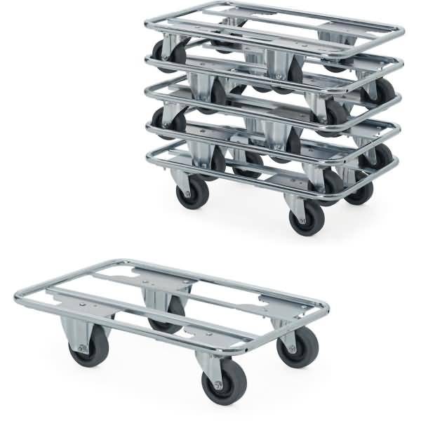 Stahlrohrwagen klein 1 Etage 66x44cm silber