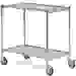 Tischwagen ohne Fahrhandgriff 2 Etagen 80x42cm chrom/grau