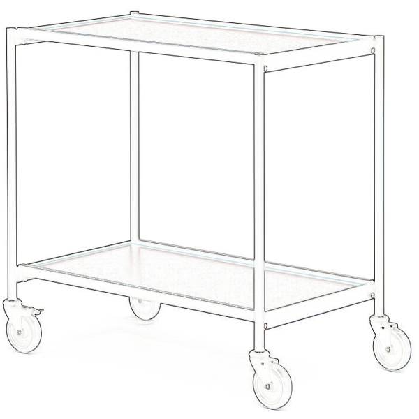 Tischwagen ohne Fahrhandgriff 2 Etagen 100x42cm hellgrau/eiche/birke