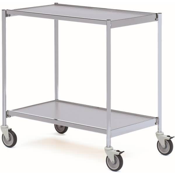 Tischwagen ohne Fahrhandgriff 2 Etagen 80x42cm hellgrau/grau
