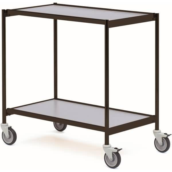 Tischwagen ohne Fahrhandgriff 2 Etagen 80x42cm schwarz/grau