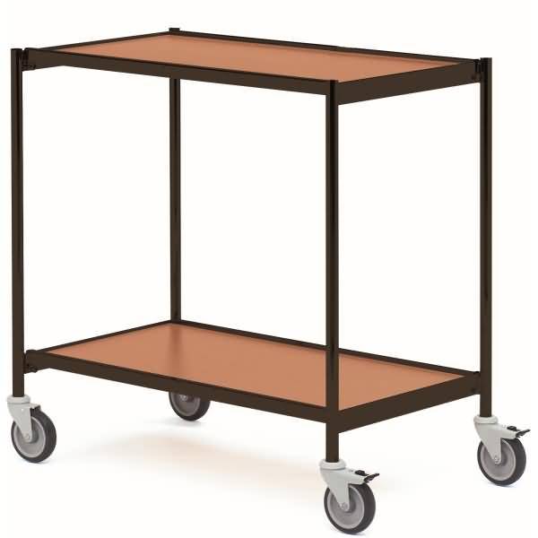 Tischwagen ohne Fahrhandgriff 2 Etagen 80x42cm schwarz/buche/kirsche