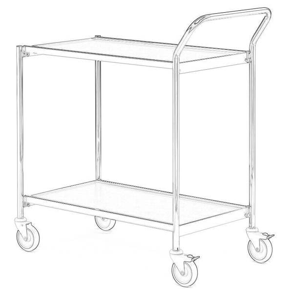 Tischwagen 1 Fahrhandgriff 2 Etagen 100x42cm chrom/grau