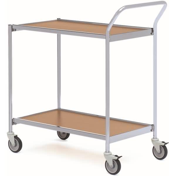 Tischwagen 1 Fahrhandgriff 2 Etagen 80x42cm hellgrau/eiche/birke