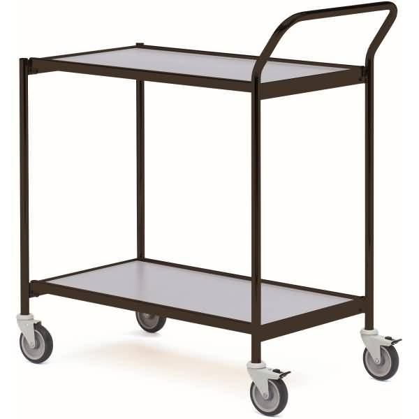 Tischwagen 1 Fahrhandgriff 2 Etagen 80x42cm schwarz/grau