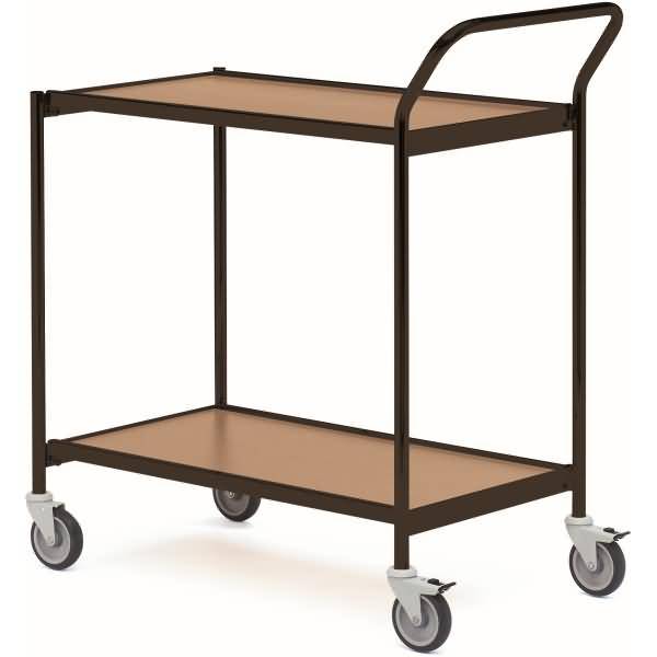 Tischwagen 1 Fahrhandgriff 2 Etagen 80x42cm schwarz/eiche/birke