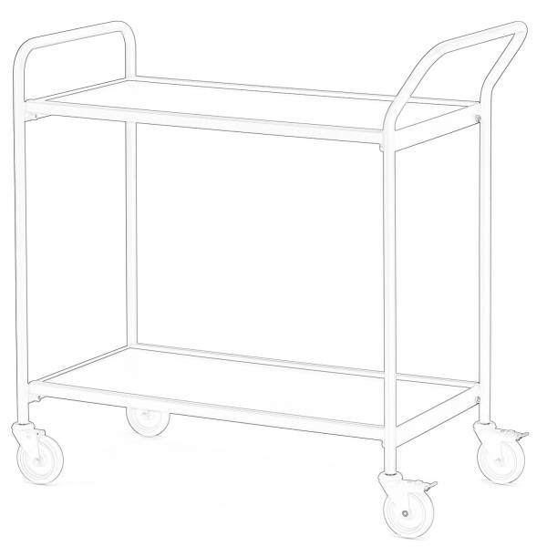 Tischwagen 1 Fahrhandgriff 1 Stirnseite 2 Etagen 100x42cm hellgrau/eiche/birke