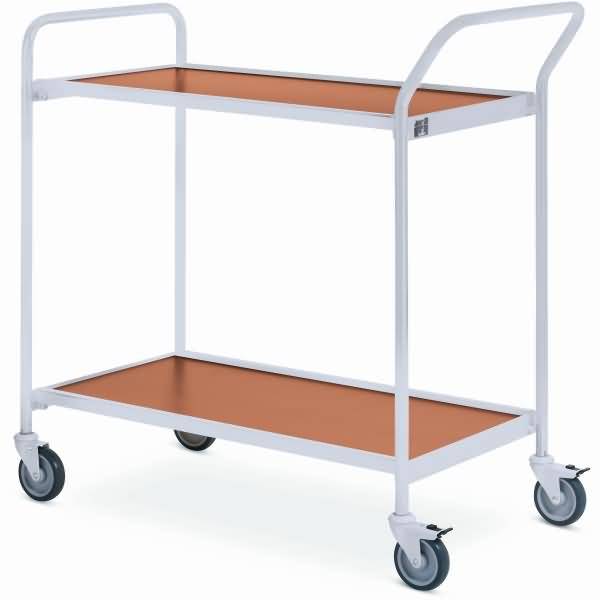 Tischwagen 1 Fahrhandgriff 1 Stirnseite 2 Etagen 80x42cm hellgrau/buche/kirsche