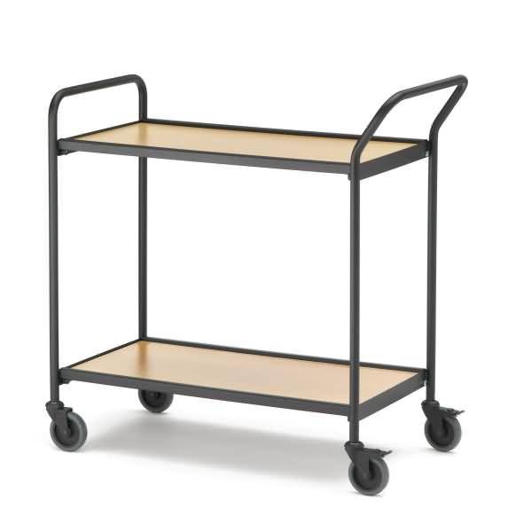 Tischwagen 1 Fahrhandgriff 1 Stirnseite 2 Etagen 80x42cm schwarz/buche/kirsche