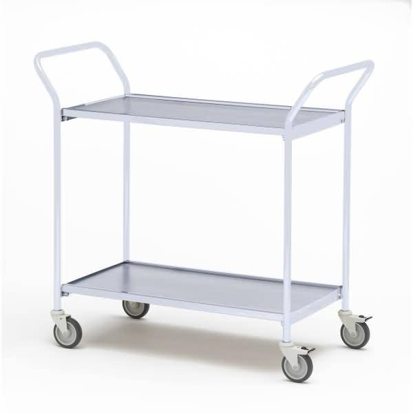 Tischwagen 2 Fahrhandgriffe 2 Etagen 80x42cm hellgrau/grau