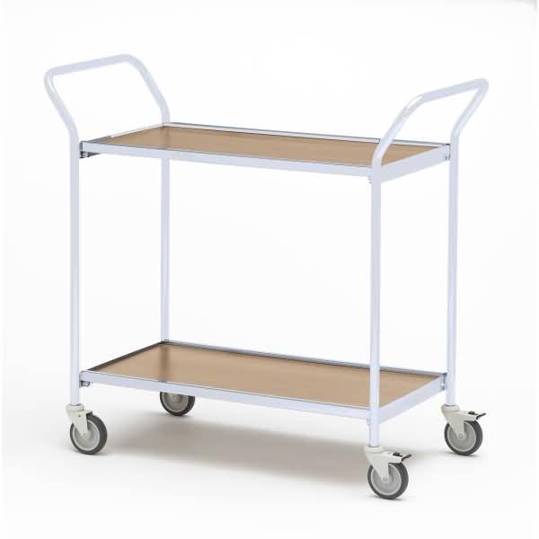 Tischwagen 2 Fahrhandgriffe 2 Etagen 80x42cm hellgrau/eiche/birke