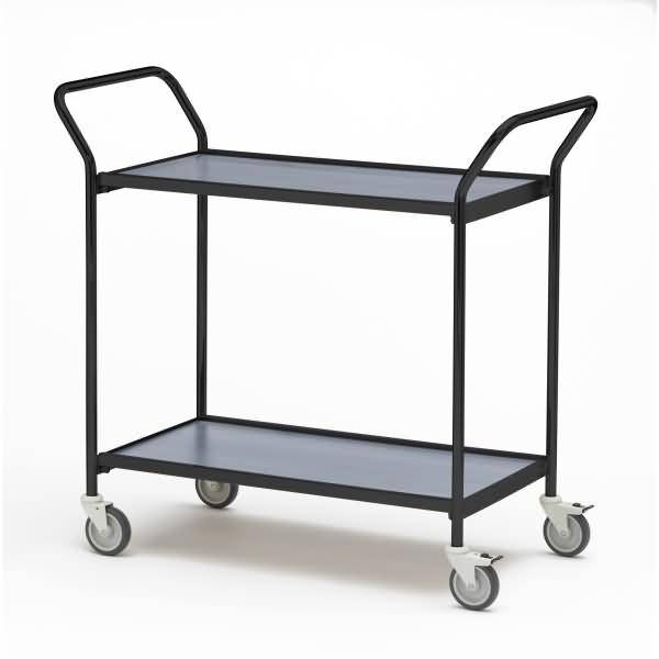 Tischwagen 2 Fahrhandgriffe 2 Etagen 80x42cm schwarz/grau