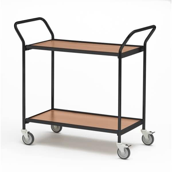 Tischwagen 2 Fahrhandgriffe 2 Etagen 80x42cm schwarz/buche/kirsche