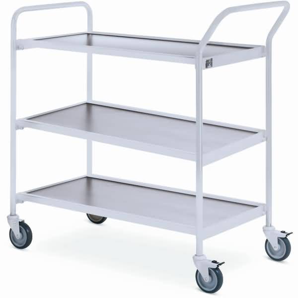 Tischwagen 1 Fahrhandgriff 1 Stirnseite 3 Etagen 80x42cm hellgrau/grau