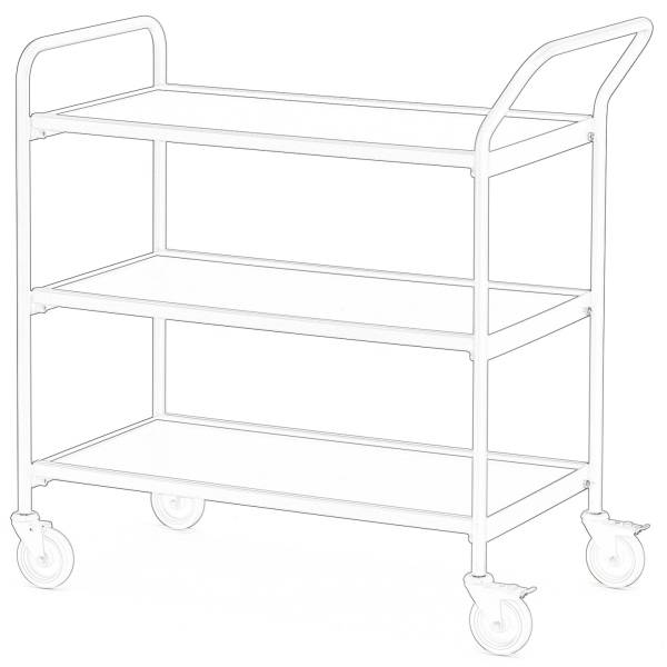 Tischwagen 1 Fahrhandgriff 1 Stirnseite 3 Etagen 100x42cm schwarz/eiche/birke