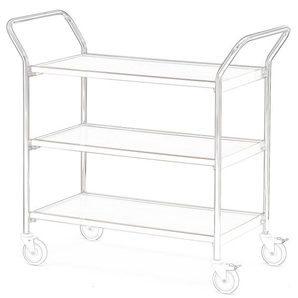 Tischwagen 2 Fahrhandgriffe 3 Etagen 100x42cm chrom/buche/kirsche
