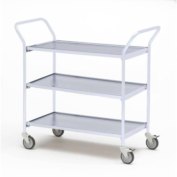 Tischwagen 2 Fahrhandgriffe 3 Etagen 80x42cm hellgrau/grau