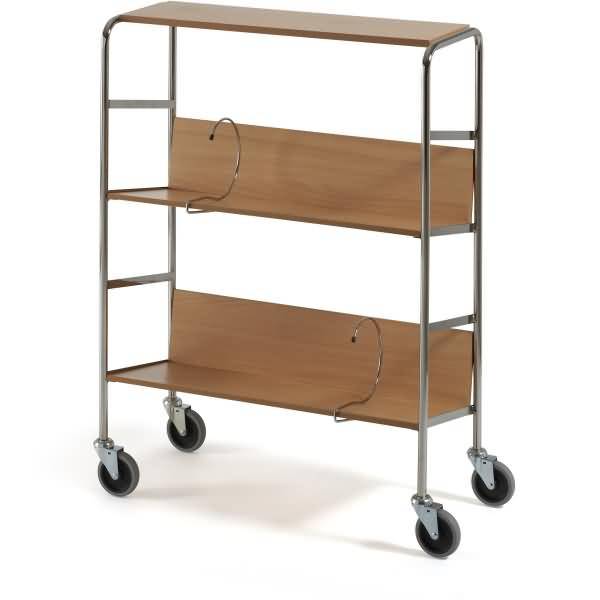 Aktenwagen lang mit Abdecketage 2 Etagen 75x29cm buche