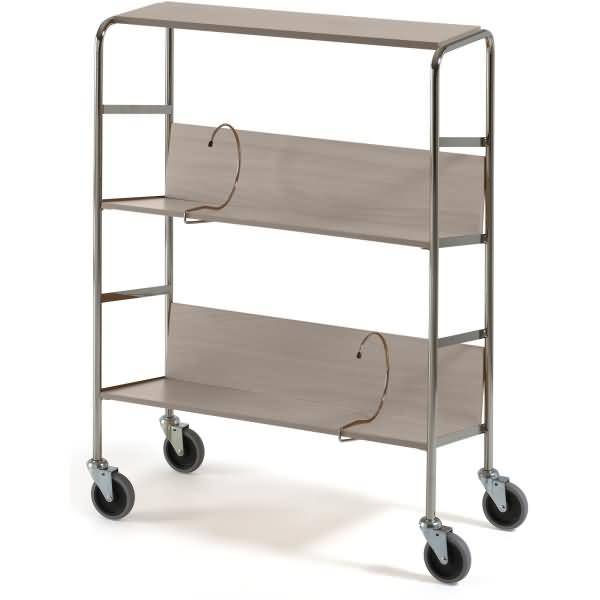 Aktenwagen lang mit Abdecketage 2 Etagen 75x29cm birke