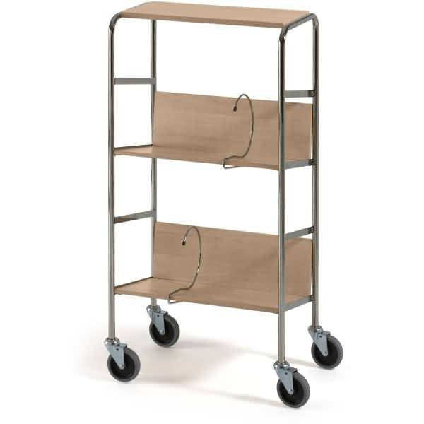 Aktenwagen kurz mit Abdecketage 2 Etagen 50x29cm hellgrau