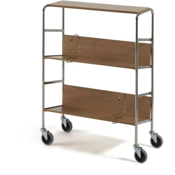 Aktenwagen lang mit Abdecketage 2 Etagen 75x29cm eiche