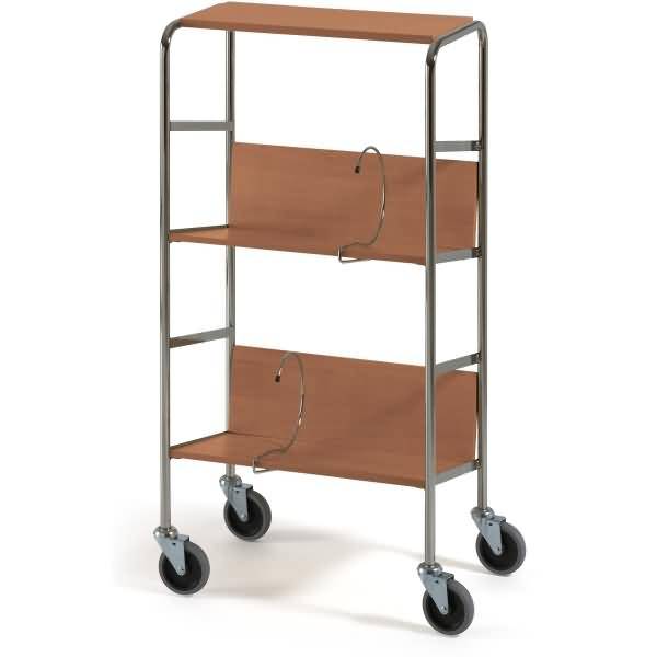 Aktenwagen kurz mit Abdecketage 2 Etagen 50x29cm birke