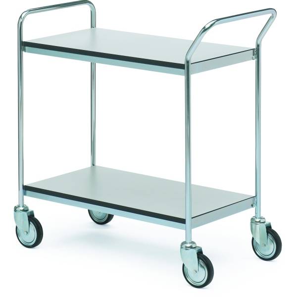 Tischwagen ESD mit Handgriff 2 Etagen 80x43cm silber