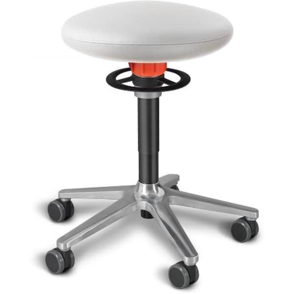 Sitz- und Stehhocker Roll 54-65cm Flachsitz skai Kunstleder weiß/schwarz