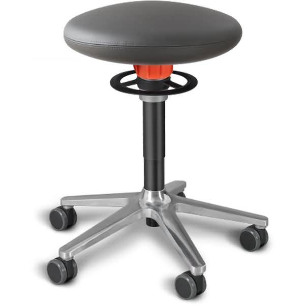 Sitz- und Stehhocker Roll 54-65cm Flachsitz skai Kunstleder grau/schwarz