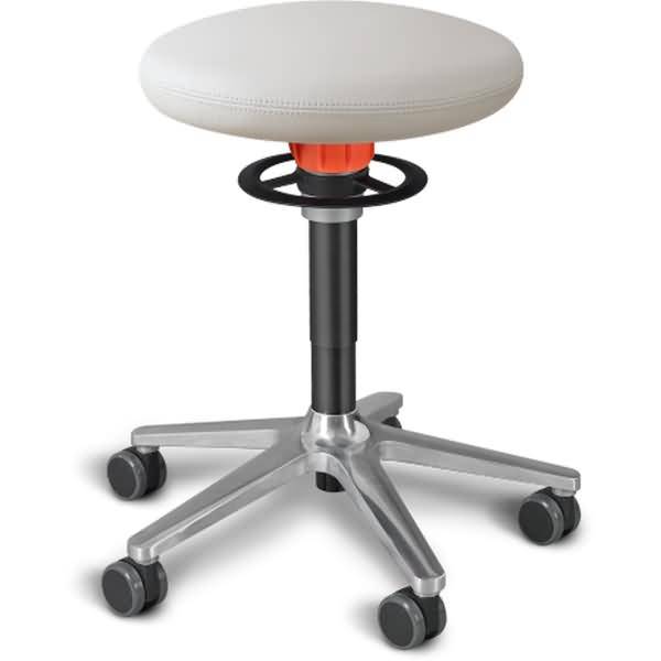 Sitz- und Stehhocker Roll 54-65cm Flachsitz Leder weiß/schwarz