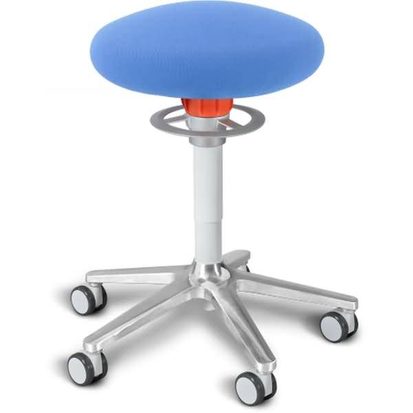 Sitz- und Stehhocker Roll 54-65cm Flachsitz Gestrick hellblau/weiß