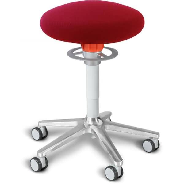 Sitz- und Stehhocker Roll 54-65cm Flachsitz Gestrick dunkelrot/weiß