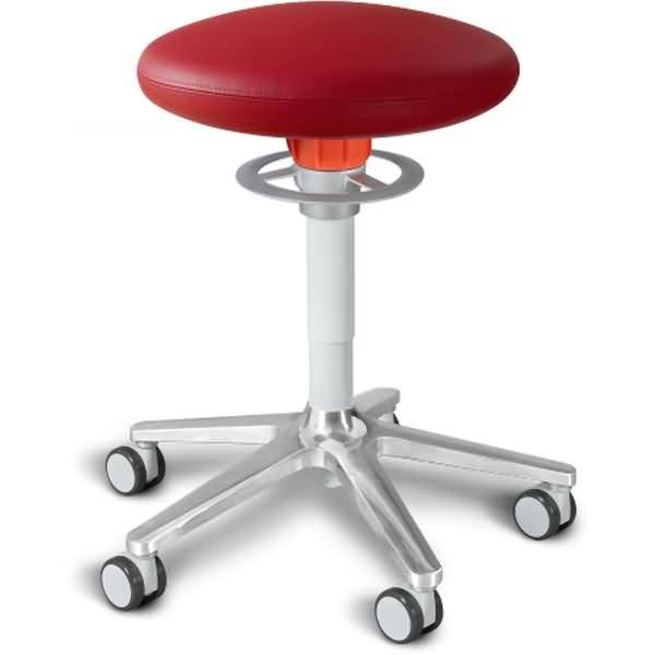 Sitz- und Stehhocker Roll 54-65cm Flachsitz skai Kunstleder rot/weiß