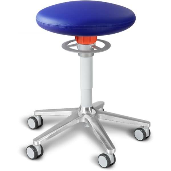 Sitz- und Stehhocker Roll 54-65cm Flachsitz skai Kunstleder blau/weiß