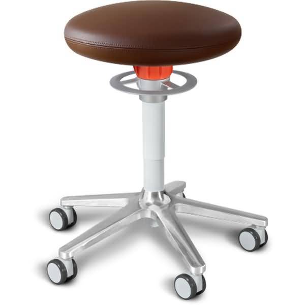 Sitz- und Stehhocker Roll 54-65cm Flachsitz Leder braun/weiß