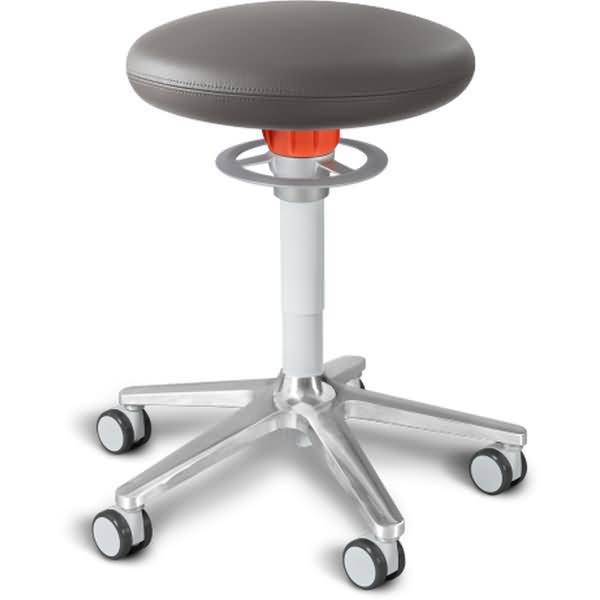 Sitz- und Stehhocker Roll 54-65cm Flachsitz Leder grau/weiß