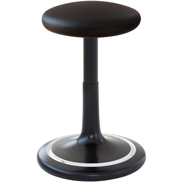 Sitz- und Stehhocker Classic regular 42-64cm Leder schwarz/schwarz/weiß