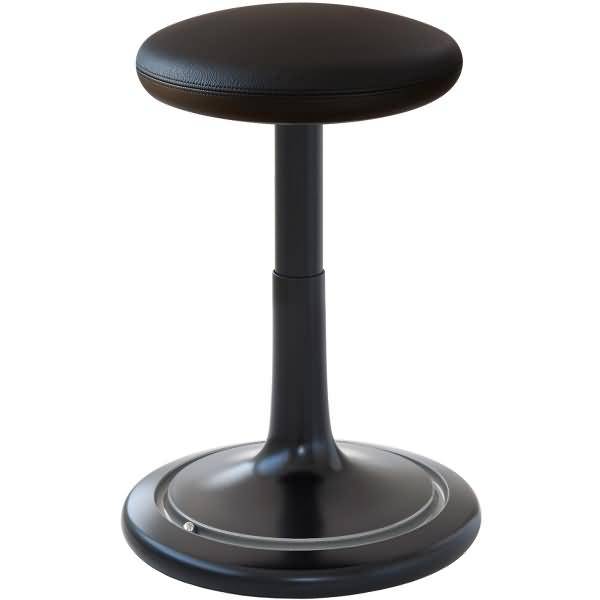 Sitz- und Stehhocker Classic tall 55-77cm Leder schwarz/schwarz/silber