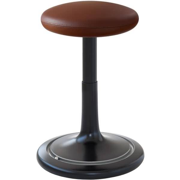 Sitz- und Stehhocker Classic tall 55-77cm Leder schwarz/braun/silber