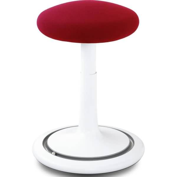 Sitz- und Stehhocker Classic tall 55-77cm Gestrick weiß/dunkelrot/silber