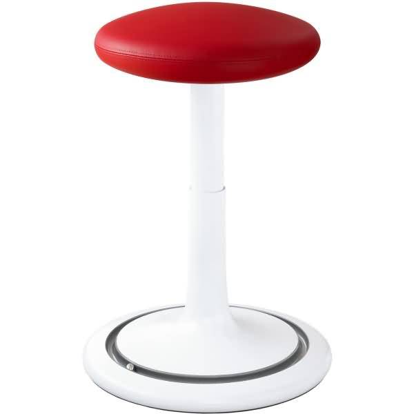 Sitz- und Stehhocker Classic tall 55-77cm skai Kunstleder weiß/rot/silber