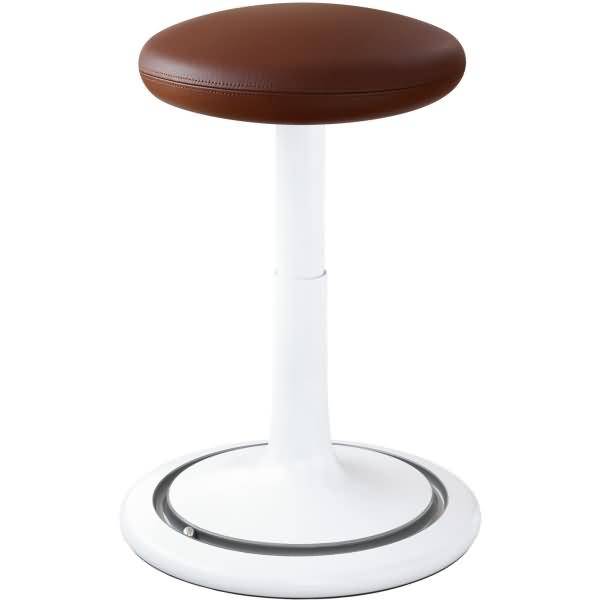 Sitz- und Stehhocker Classic regular 42-64cm Leder weiß/braun/silber