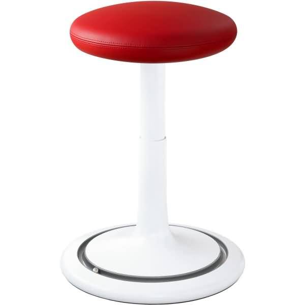 Sitz- und Stehhocker Classic regular 42-64cm Leder weiß/rot/silber