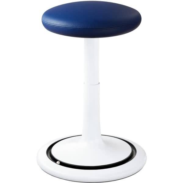 Sitz- und Stehhocker Classic tall 55-77cm Leder weiß/blau/schwarz