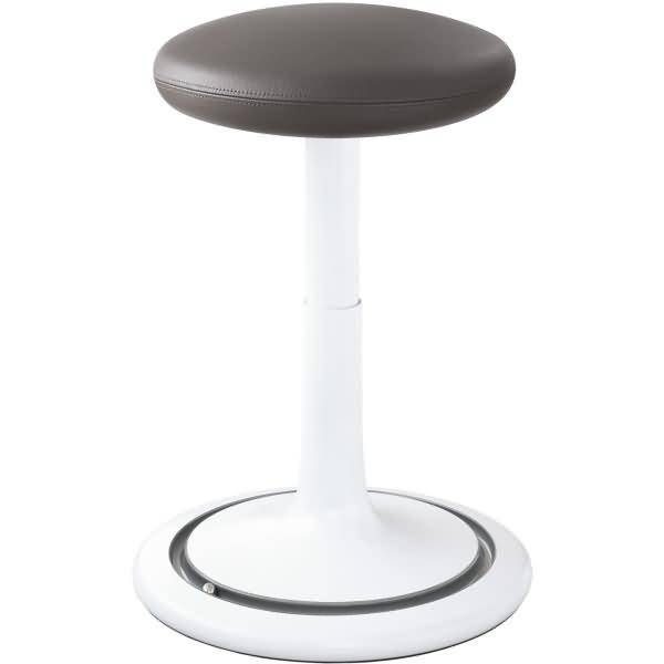 Sitz- und Stehhocker Classic tall 55-77cm Leder weiß/grau/silber