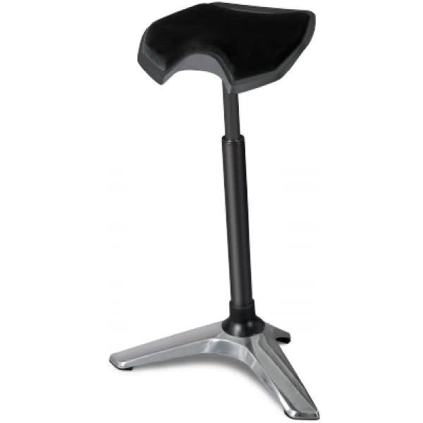 Sitz- und Stehhocker Stand 61-90cm Sattelsitz Mikrofaservlies schwarz/schwarz