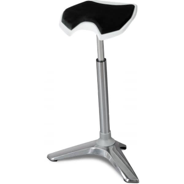 Sitz- und Stehhocker Stand 61-90cm Sattelsitz Mikrofaservlies schwarz/weiß