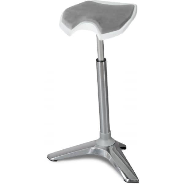 Sitz- und Stehhocker Stand 61-90cm Sattelsitz Mikrofaservlies grau/weiß