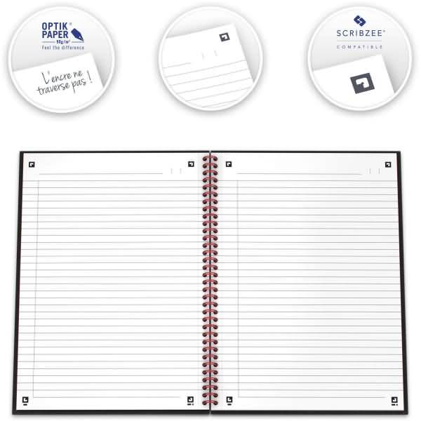 Spiralbuch Office Black 'n Red A4 liniert 8 mm 70 Blatt 90 g/qm